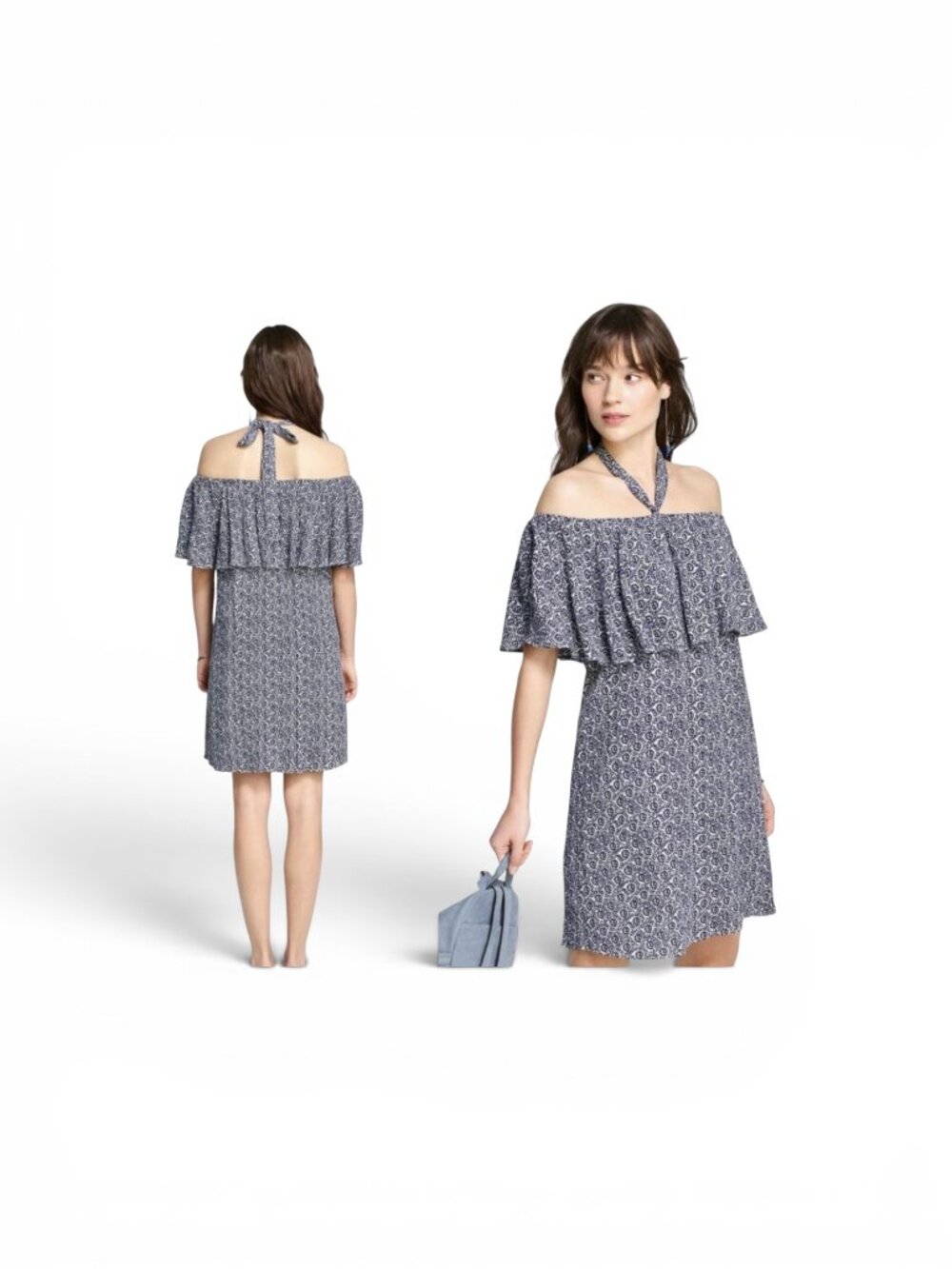 NWT $188 Rebecca Minkoff Havasu Off The Shoulder Blue Floral Print Dress - Sz 0